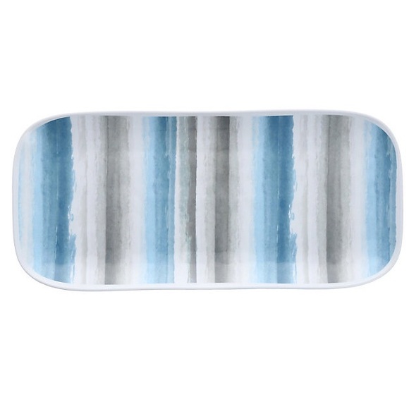 Scott Living Watercolor Stripe Tray - Oversized Blue Gray White - Home Decor NWT - Picture 2 of 5